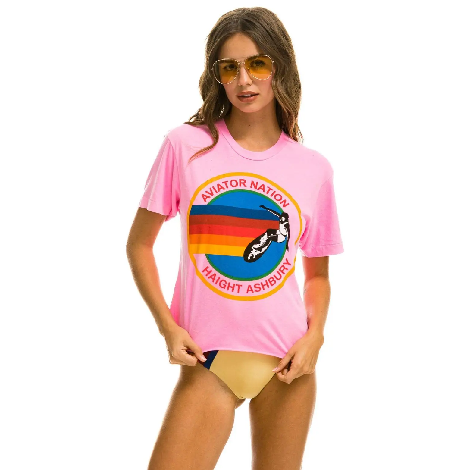 SIGNATURE HAIGHT ASHBURY  BOYFRIEND TEE - NEON PINK