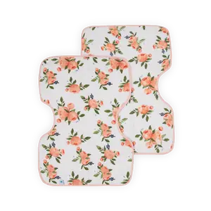Cotton Muslin Burp Cloth 2 Pack - Watercolor Roses 2