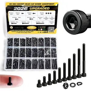 M3 Screws Kit 2700 count (900 Screws), Full Kit with Nuts, Washers & Hex Wrench, Optimized Size Distribution, Class 12.9, Black Zinc Plated M3  for  Printing, DIY, RC & Robotics