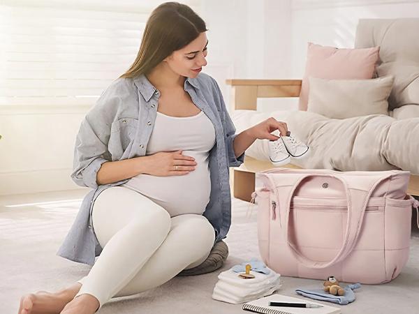 BOSTANTEN Puffy Tote Bag for Women Quilted Shoulder Bag 2PCS Large Travel Duffel Bag for Travel with Multiple Compartment