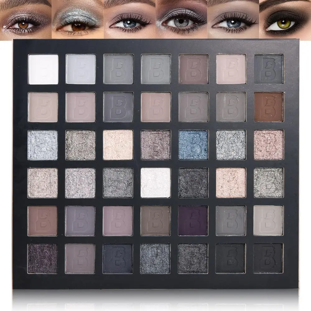 Smokey Eye Shadow Makeup Palette,Nude White Black Grey Brown Matte Shimmer eutral Natural Eyeshadow,Waterproof, Long Lasting Naturing-Looking