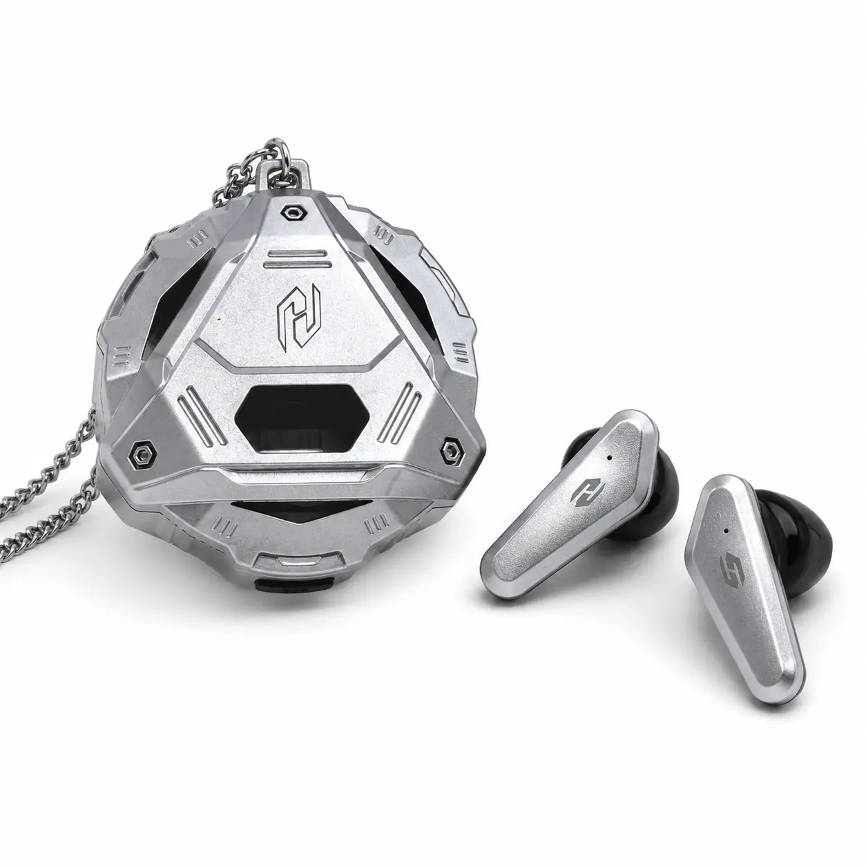 2-in-1 Bluetooth Earbuds with Pendant Charging Case, Wireless Earphones with LED Display, Portable Neck Hanging Earbuds for Sports, Travel & Daily Use Audio Digital
