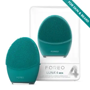 FOREO LUNA 4 MEN Face Cleansing Brush for Skin & Beard - Firming Face Massager - Anti Aging Face Care - Enhances Absorption of Facial Skin Care Products - App-connected - USB-rechargeable - Waterproof