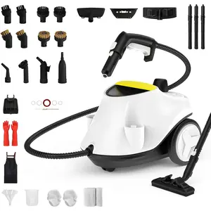 Steam Cleaner, with 27 Accessories, 2100W Portable Household Steamer, with 2.1L Tank and 6M Extra-Long Power Cord for Floor Cleaning,Tile, Carpet, Furniture, Upholstery, Grout, Kitchen,  (white)