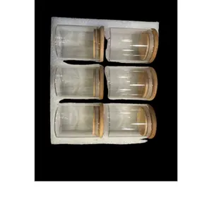 8oz Bamboo Lid Round Glass Jars Set, 6 Piece with Airtight Lids and Labels, Food Storage Containers for Home Kitchen Tea Herbs Coffee Flour Grains, Pantry Kitchen Organization, Kitchen Canister Set