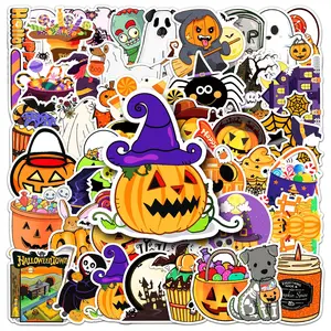 50pcs Halloween Series Skull Decal Stickers for Scrapbooks Journals Laptops Water Bottles Cars, Inspirational Designs, Positive Message Gifts, Decorative Decal