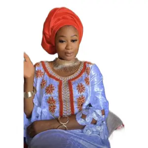 Boubou Soie Getzner Perlé Beaded Dress Long Gown One Size Fit All & Head Tied