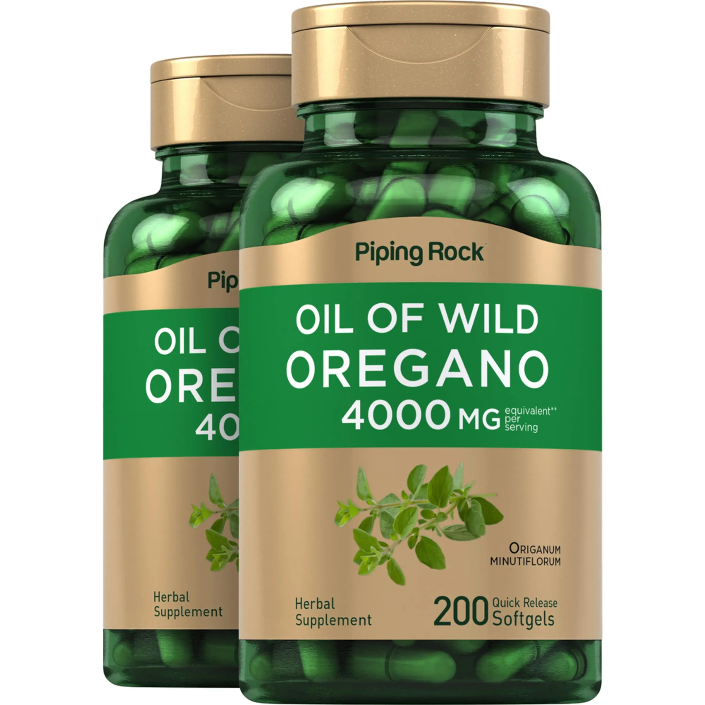 Oil of Oregano, 4000 mg (per serving), 200 Quick Release Softgels, 2 Bottles