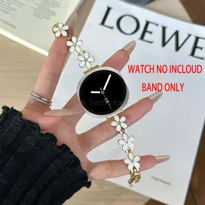 Fashion metal strap compatible with Samsung 8th generation Galaxy Watch 8 40mm/44mm/8 Classic 46mm petal strap, women's exclusive luxury metal strap colorful petal strap Smartwatch strap