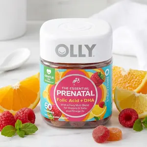 OLLY Prenatal Multivitamin Gummy - 60 Count, 30-Day Supply, Sweet Citrus Flavor, Daily Dietary Blend with Folic Acid, Omega-3 DHA, Vitamins A & D for Expectant Mothers & Fetal Development