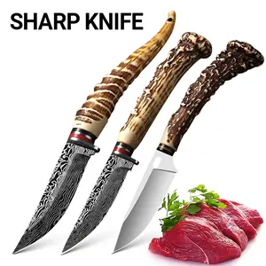 3-piece set of handle meat knives, original style, Damascus pattern meat knife, with box, Kitchen Cutting Knives