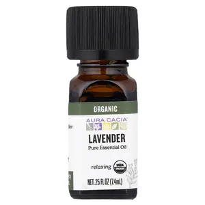 Aura Cacia Pure Essential Oil, Organic Lavender, 0.25 fl oz (7.4 ml)