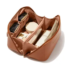 Travel Makeup Bag,Large Capacity Cosmetic Bags for Women,Waterproof Portable Pouch Open Flat Toiletry Bag Makeup Bag