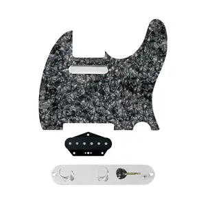 920D Custom Texas Grit Loaded Pickguard for Tele With Black Pearl Pickguard and T4W-REV-C Control Plate