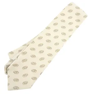 Pre-owned Giorgio Armani Silk Small Leather Goods Armani Beige Men's Tie