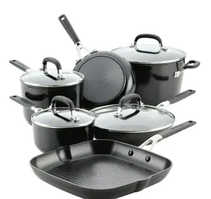 KitchenAid Hard Anodized 10 Piece Nonstick Pots and Pans Set, Onyx Black