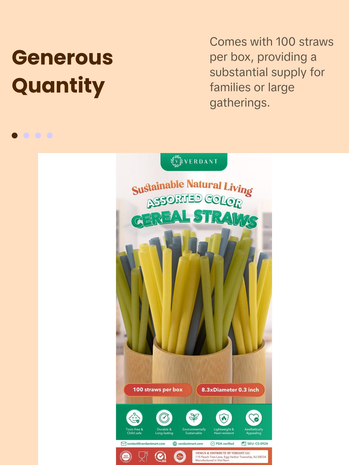 Organic Cereal Straws, 100 Reusable Fun Straws – Unique Kids, Inspiring, Cute Housewarming Gift, Creal straws, inspiring gifts