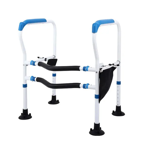Toilet Safety Rail for Elderly, Heavy Duty Bathroom Grab Bar with Large Suction Cup Base, Adjustable Height Toilet Frame, Handrail Support for Seniors, Disabled & Pregnant, Storage Pouch Included, Anti-Slip Fall Prevention