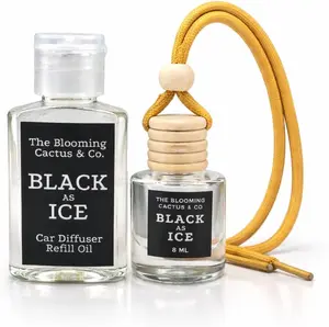 Car Air Freshener with ml Refill – Hanging Car Diffuser Oil, LongLasting PhthalateFree Scent – Hanging Car Air Freshener + Refill. (Black Ice (Type),  ml)