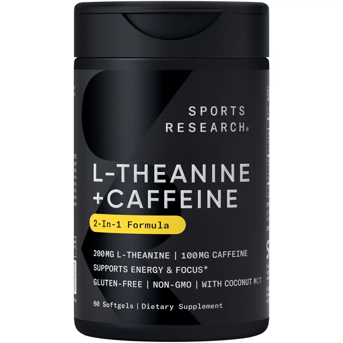 Sports Research L-Theanine Supplement with Caffeine & Coconut MCT Oil - 200mg L Theanine - 100mg - 60 Liquid Softgels Sports Research L-Theanine Supplement with Caffeine & Coconut MCT Oil - 200mg L Theanine - 100mg - 60 Liquid Softgels
