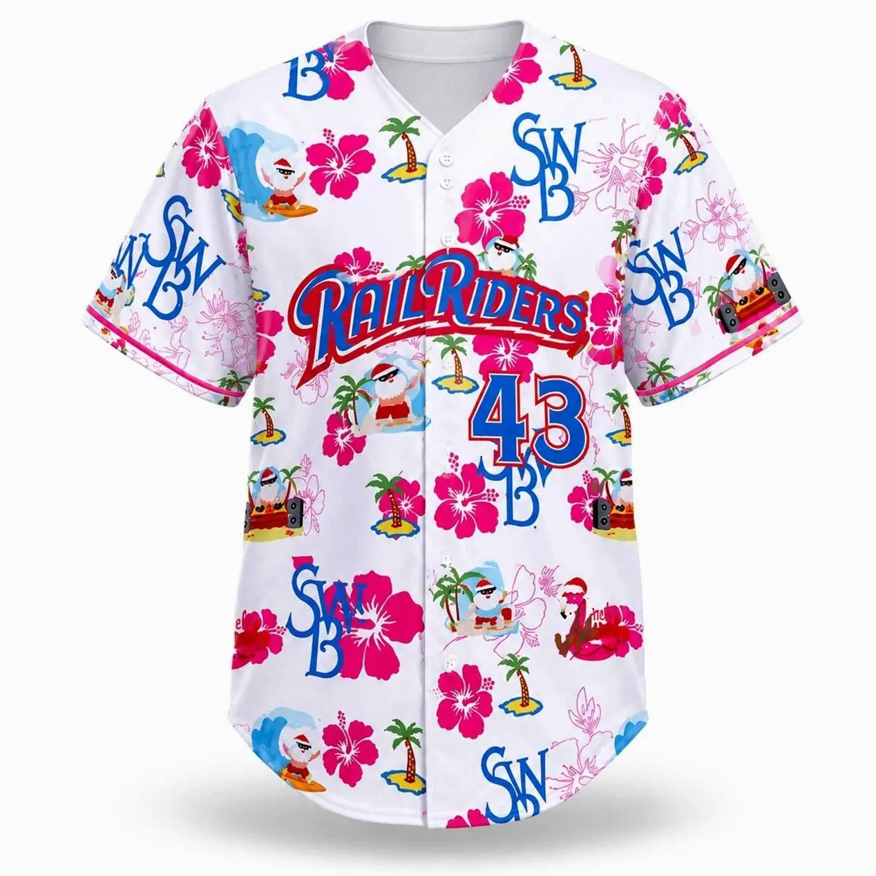 2026 Scranton Wilkes-Barre RailRiders New Christmas in July White Button-Up Casual Baseball Jersey - Limited Ed. Sports Fan Collectible, Casual Wear Gift