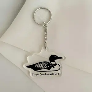 Stupid Canadian Wolf Bird Keychain, Hockey Romance Bookish Gift, Hockey Romance, Heated Rivalry & Hollanov Inspired Keychains, LGBT Keychain