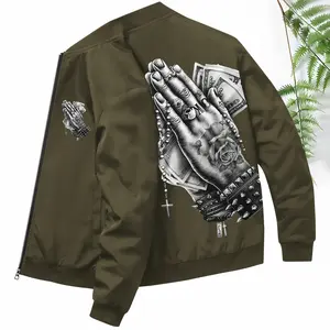 Men's jackets new spring and autumn sports jackets, casual outdoor running clothes fashionable and personalized zipper cardigan retro European and American trendy street style money first prayer print men's clothing suitable for casual wear sports running