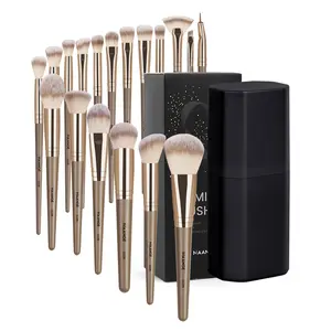 MAANGE 18 Counts Makeup Brushes Set with Storage Case for Travel, For Liquid Cream Foundation Powder Blush Contour Concealer Eyeshadow, Cosmetics Blending Beauty Tool Kit