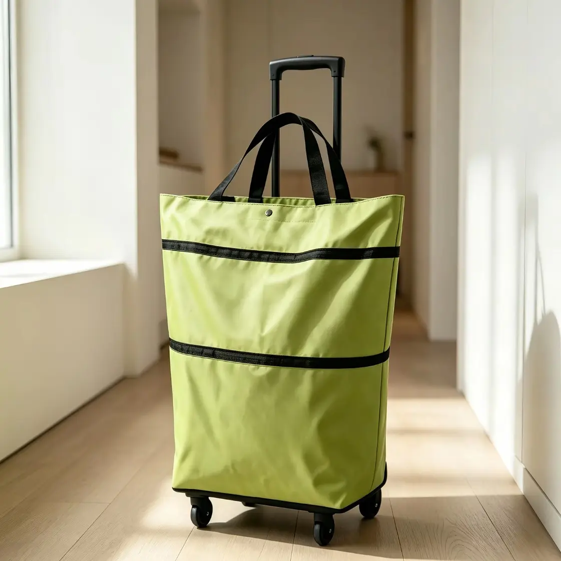 2-in-1 Foldable Rolling Cart with Rolling Wheels - Waterproof Sturdy Oxford Fabric Shopping Bag,  Collapsible Frame , Laundry day gift summervibes Durable Baskets Handles floral storage xxllaundry hamper design detachable Portable Shopping Basket