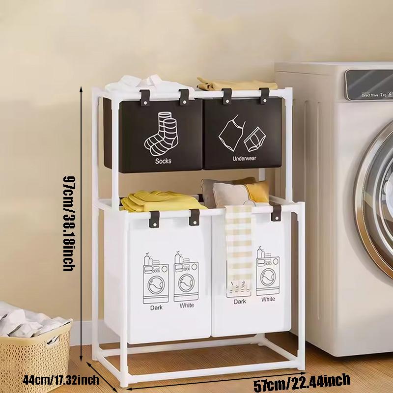 2-3 Layer Laundry Basket with Detachable Fabric Box, Independent Hanging Sorter, Foldable Laundry Organizer for Bedroom, Bathroom, Dormitory