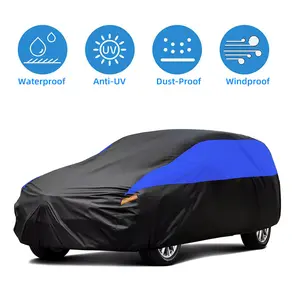 Universal All-Weather Car Cover for Sedan & SUV, Waterproof Snowproof Windproof UV & Dust Protection with Reflective Strips, Outdoor Full Protection Vehicle Cover