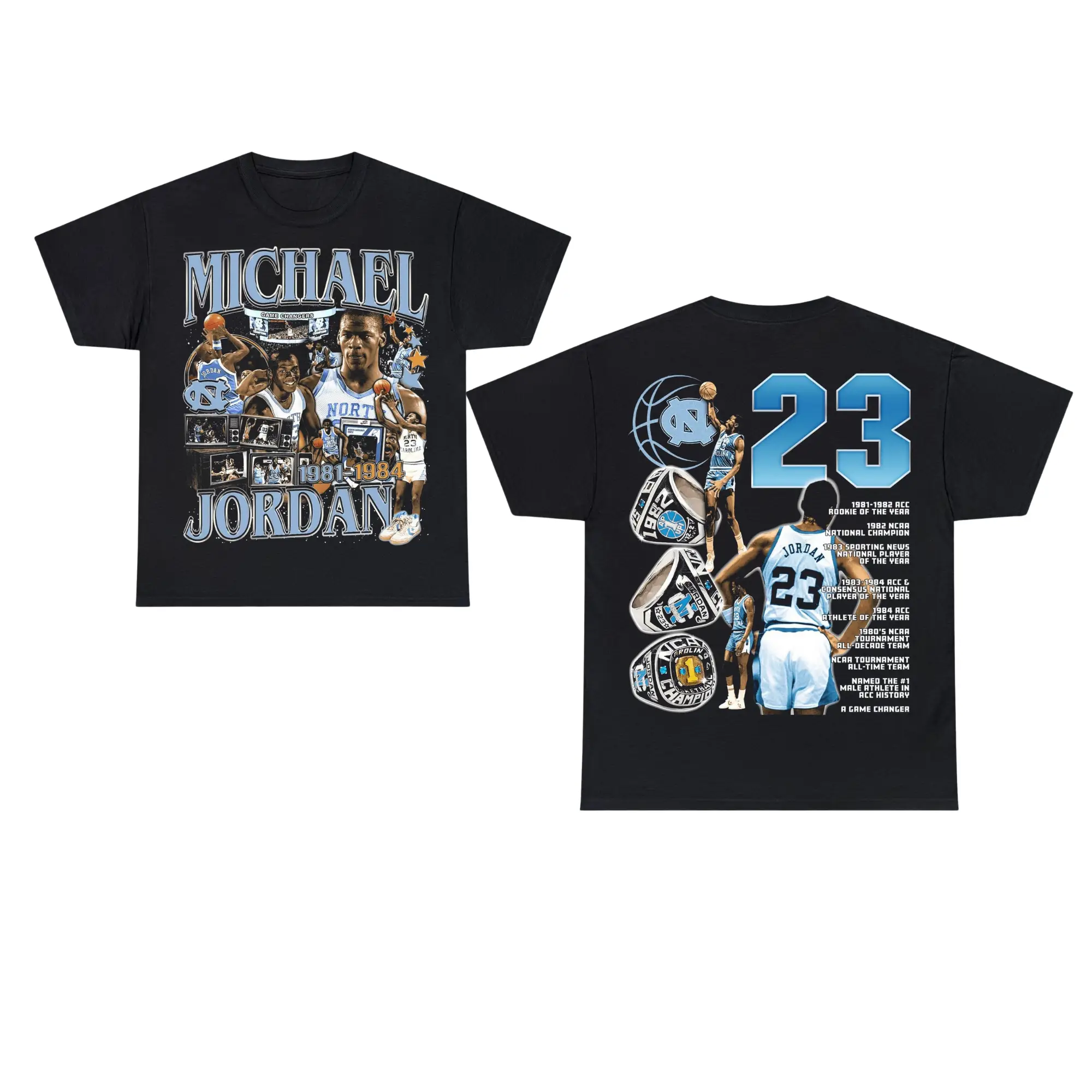Vintage Michael Jordan UNC Shirt, Jordan North Carolina T-Shirt, Unisex Heavy Cotton Tee, MJ University Blue Tee, GOAT Jordan Graphic Tee Menswear Top