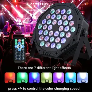 RGB 36LED Stage Light DMX512 Sound Activated Christmas Lights Remote Control Flat Par Uplight Holiday DJ Club Wedding Party Show saimili Energy Saving with 7/4 Channels and 36 LEDs for Disco and Party