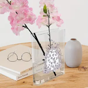 1pc Vintage Acrylic Book Vase with Butterfly & Floral Design - Clear Rectangular Home Decor for Flowers Rustic Table Centerpiece Unique Gift for Friends Book Lovers Flower Vase Decorative Floral Accent Elegant Craftsmanship