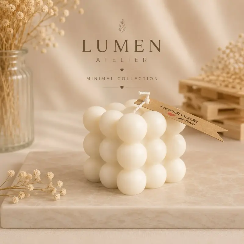 100% Soy Wax Bubble Cube Candle - Scented Home Decor Candle for Living Room Tabletop Decoration