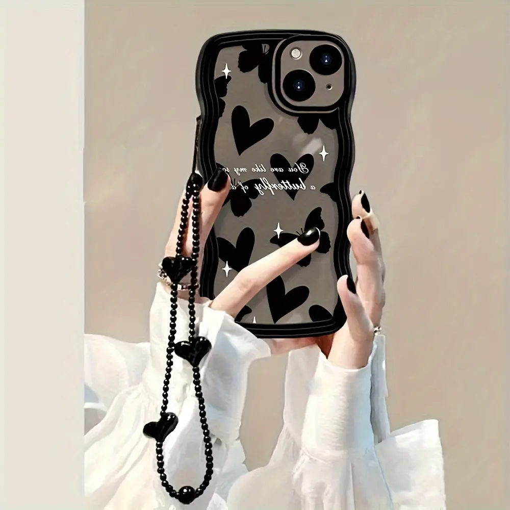 Love Is in the Air: Wear a Butterfly-Patterned Heart-Shaped Phone Case and Bracelet!