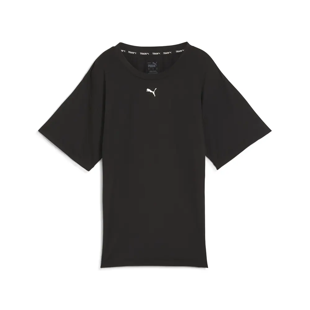 PUMA Womens Cloudspun Crew Neck Short Sleeve Athletic Training Casual Tops Casual - Black