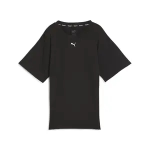 PUMA Womens Cloudspun Crew Neck Short Sleeve Athletic Training Casual Tops Casual - Black