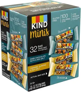KIND Nuts & Spices Bars Dark Chocolate Nuts & Sea Salt 32 ct Variety Pack 3G Sugar Gluten Free Low Sodium Healthy Snack