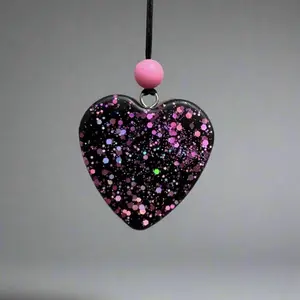 Simple Heart Car Air Freshener - Bead & Sparkling Heart Design for Your Vehicle