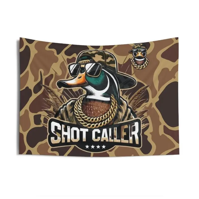 Durable Decorative Tapestry - Camouflage Shot Caller Duck Hunting Full-Print Synthetic Wall Hanging, Wrinkle-Resistant, Fade-Proof, Home Decor Supplies, Decoration Items, Full-Printed Indoor Decor for Living Rooms, Dormitories