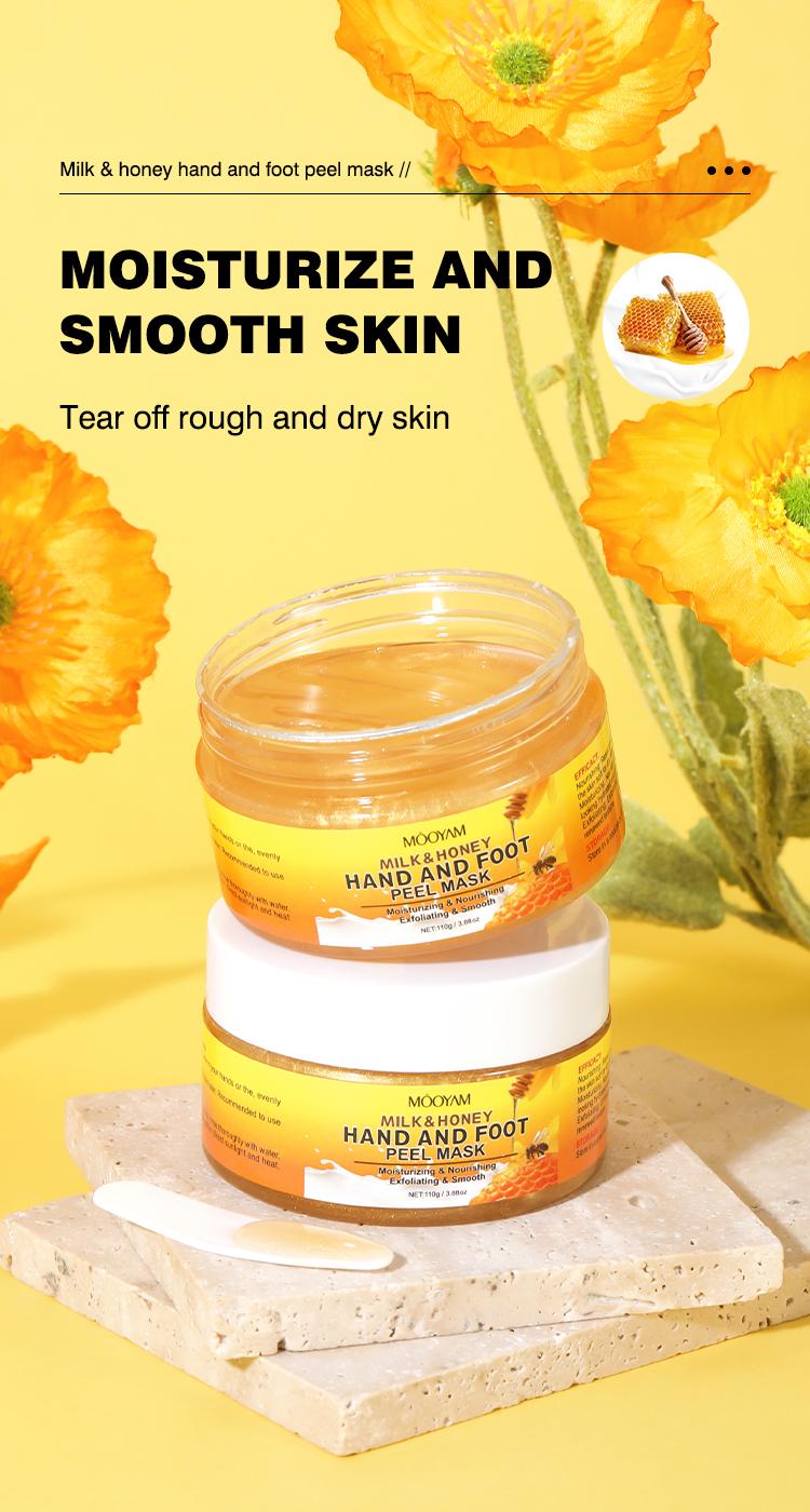 【MOOYAM】【FDA】Milk & Honey Peel Off Hand Mask 3.88 oz | Moisturizing, Nourishing & Exfoliating Hand Care for Women - Softens & Smooths Dry Rough Hands