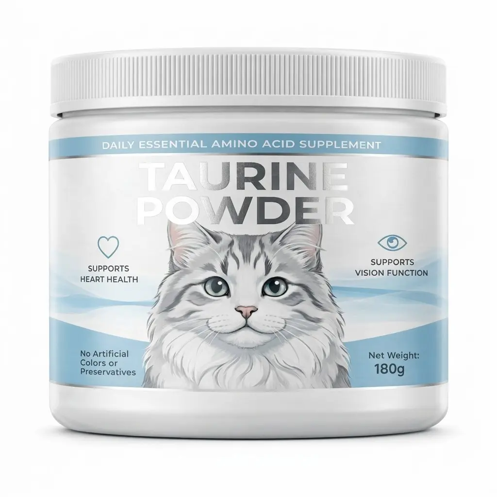Cat Taurine Powder Supplements - 180g Pure & Clean Formula, No Additives, No Artificial Colors, Easy-Mix Essential Amino Acid for Eye Care, Heart Health Support