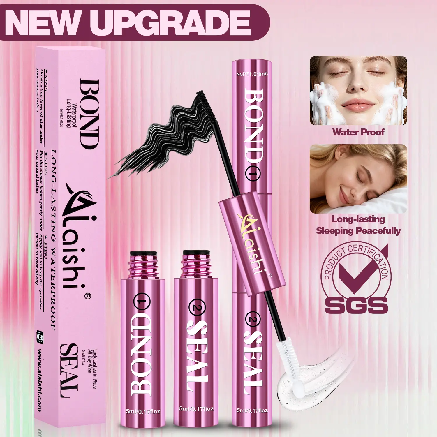 [New Upgrade] Ailaishi 2 in 1 Bond & Seal Waterproof Lash Cluster Glue - Strong-Hold, Beginner-Friendly Cosmetic Adhesive, Summervibes