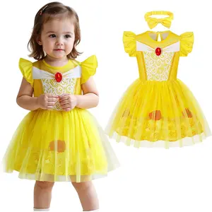 COTRIO Infant Baby Girls Princess Dress Halloween Costumes Toddler Tulle Tutu Fancy Party Dress Birthday Outfit with Headband