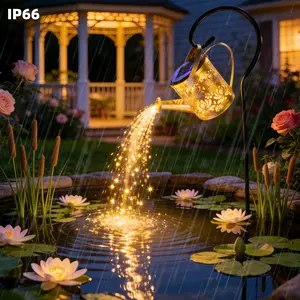 Solar Garden Watering Can Light With Cascading LEDs -IP66 Waterproof- Outdoor Hanging Fairy Tale Decor, Perfect Gardening Gift For Mom, Grandma & Ladies, Ideal For Patio Yard Pathway
