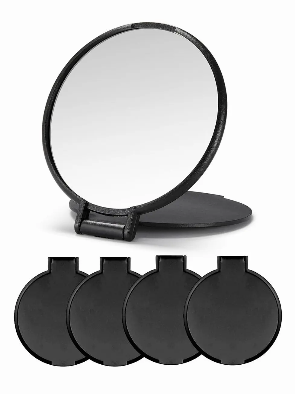 Qislee 4 Pack Compact Mirrors Bulk for Party Favors Purse Travel, Black | mini mirror bulk, folding travel mirror,