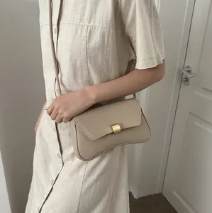 Stylish Underarm Shoulder Bag, Flap Closure Small Purse with Decorative Clasp, Knotted Strap Satchel for Women, Minimalist Handbag for Everyday and Special Events
