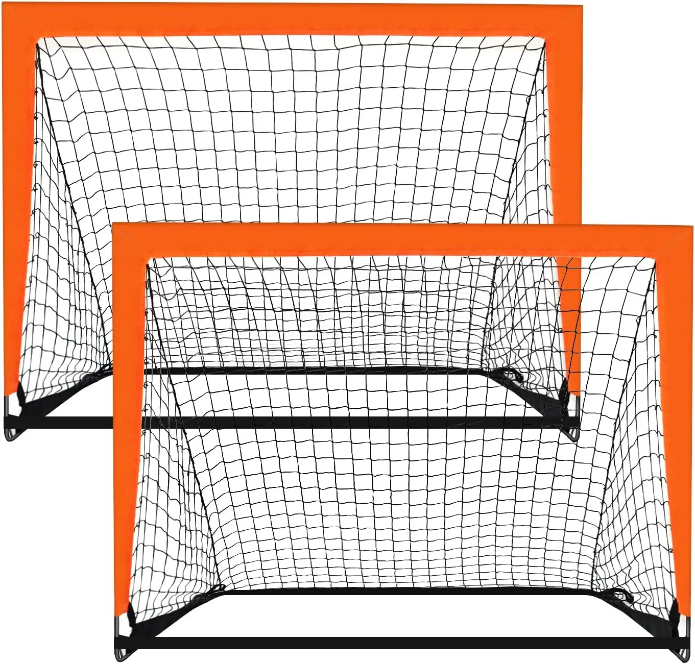 2 Pack Trapezoid Shape Soccer Goals for Kids, 4'x3' Foldable Pop Up Oxford Cloth Nets, Portable Setup for Backyard Training, 4’X3’ Size, Backyard Play, Soccer Goal Net, Children, 4’ X 3’ Nets