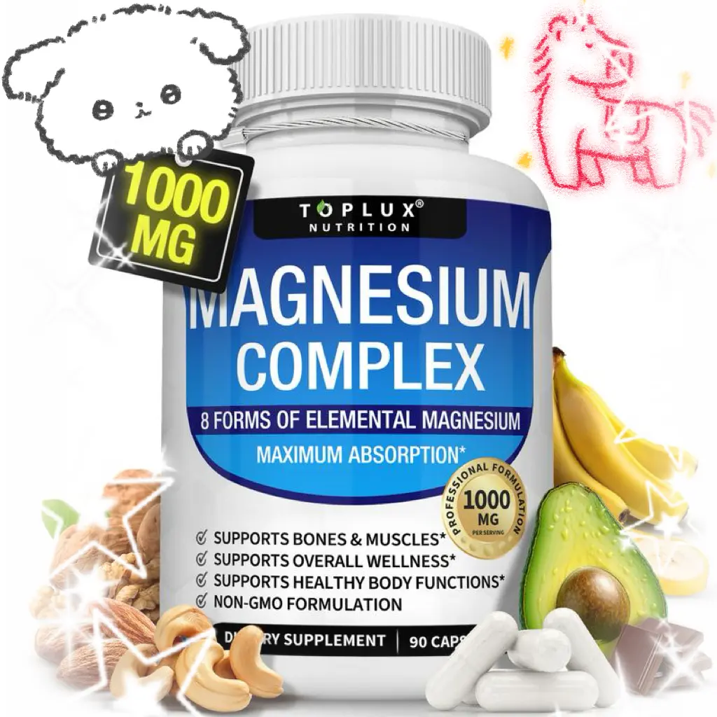 All-in-One Magnesium Support | Toplux 1000mg 8 Essential Magnesium Blend for Everyday Nutrient Needs